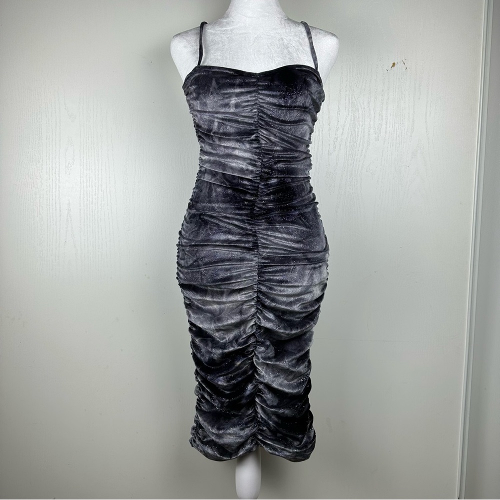 Votique Women’s Gray Galaxy Sparkle Midi Dress W/Tag Size Small